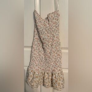 Fashion Nova White Smocked Floral Strapless Mermaid Dress, XL